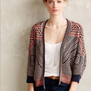 Anthropologie Moth Jacquard Circle Cardigan Size S
